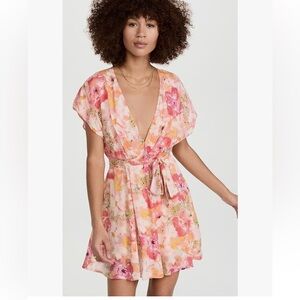 Free People Women's Freddy Tie Mini Dress NWOT Fruit Punch Combo Size M